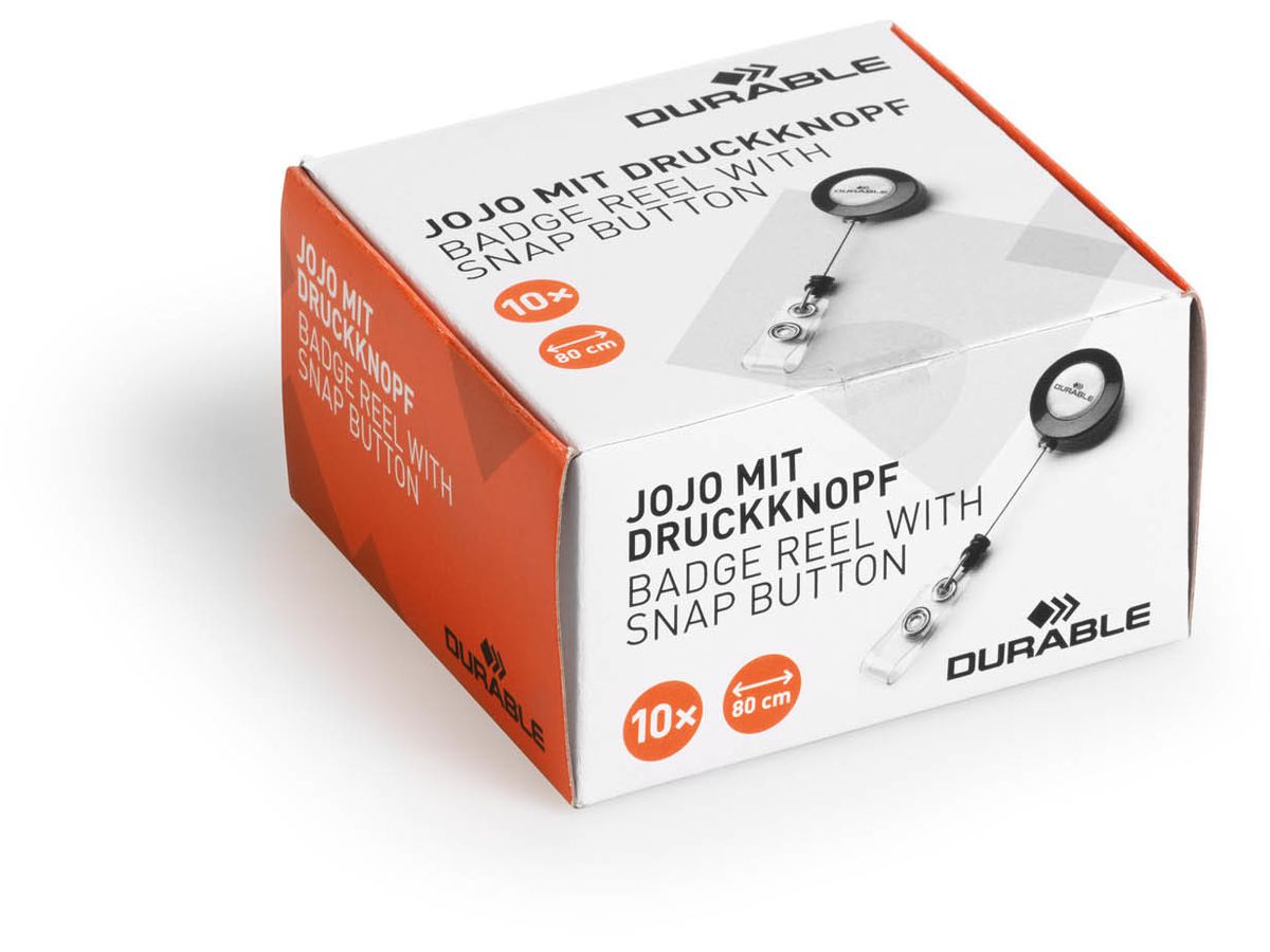 DURABLE Système enrouler pour badges 815258 bouton pouss. 80cm 10 pièces (4005546889313)