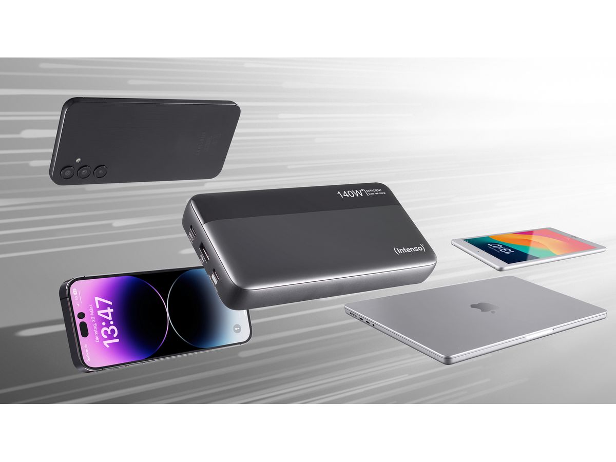 INTENSO Powerbank HE25000, 140W 7350060 25000mAh, grey-black (4034303034437)