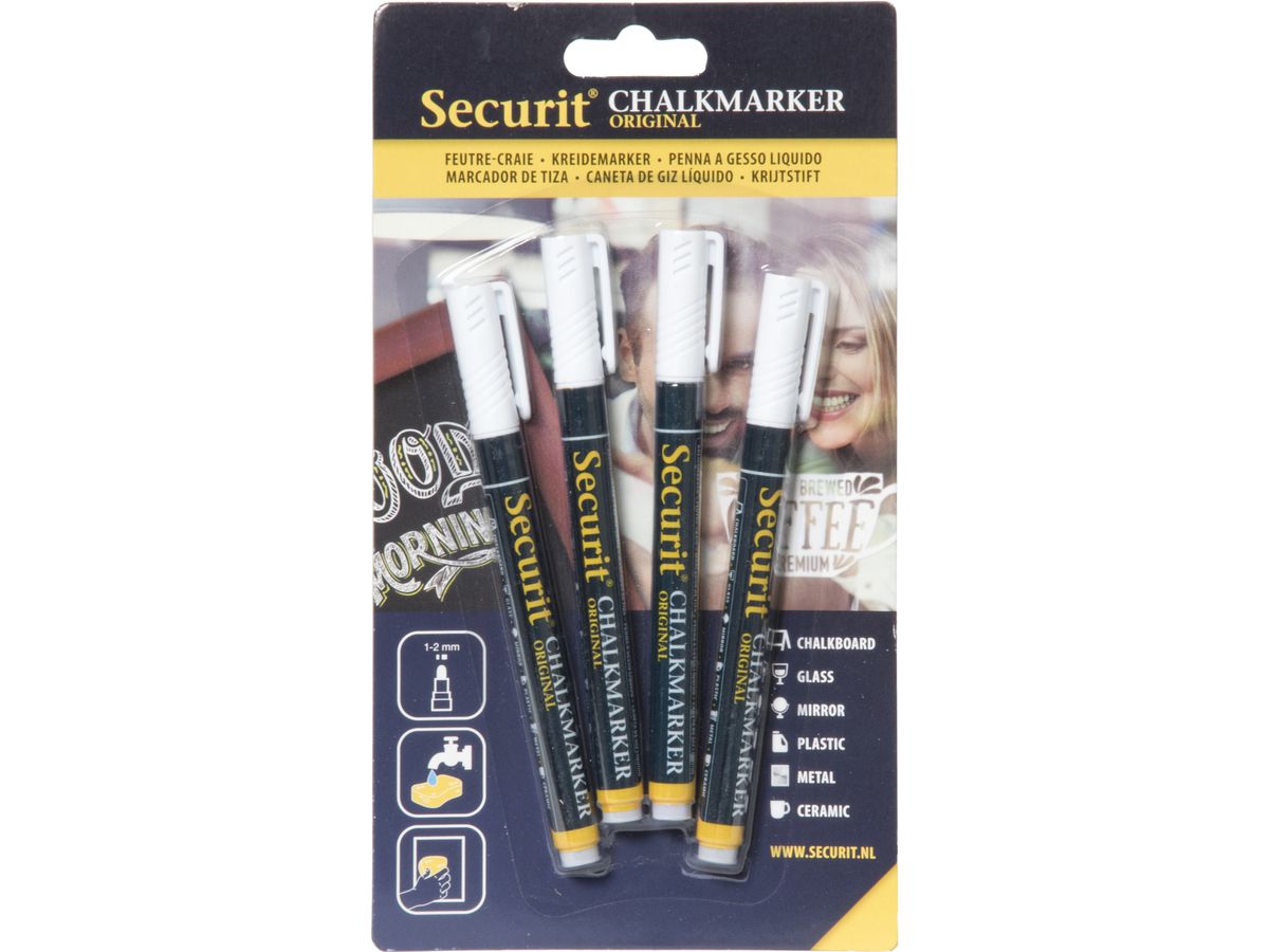 SECURIT Kreidestift 1-2mm BL-SMA100-V4-WHI weiss, 4 Stück (8718226493811)