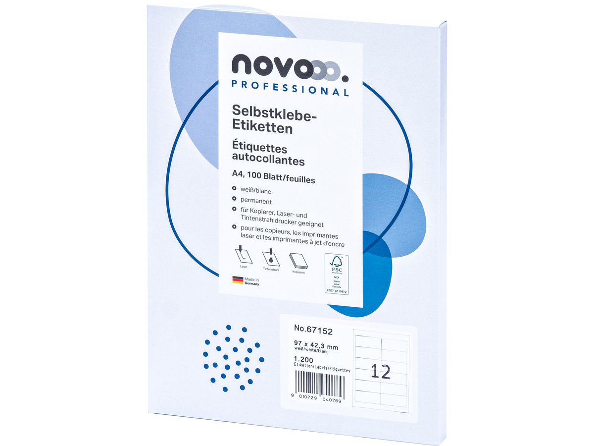 NOVOOO Etiketten 97x42.3mm 67152 weiss 1200 Stück (9010729040769)
