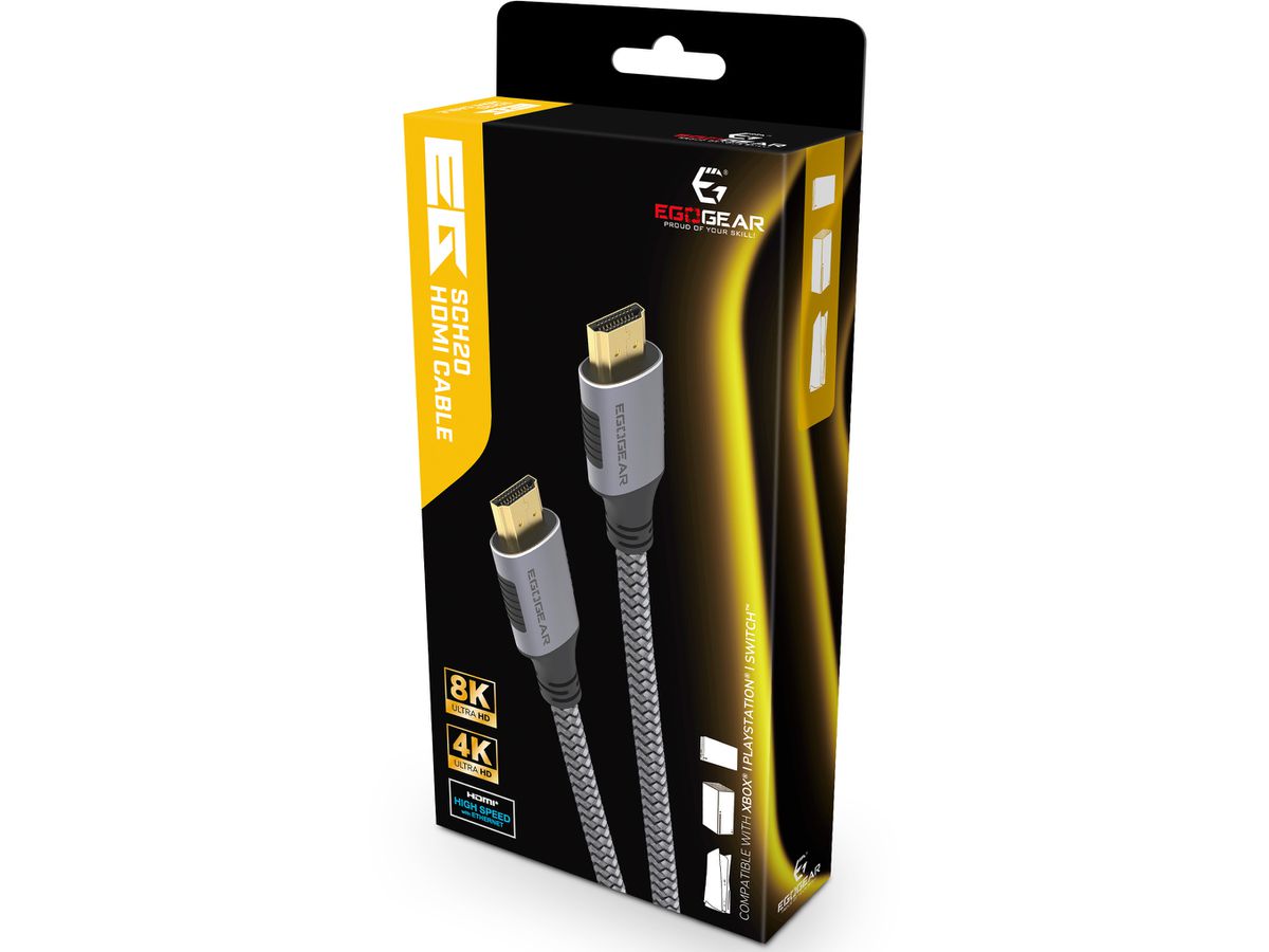 EGOGEAR HDMI Cable Universal 2m SCH20-HD-GY braided 4k,8k, Grey,Black (5425025591824)