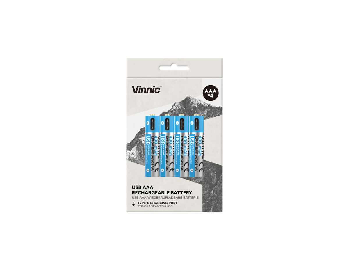 VINNIC USB Rech. Batt. AAA Type-C VPRB-UC3A-4PC 400mAh,Case,4pcs. (4898338019681)