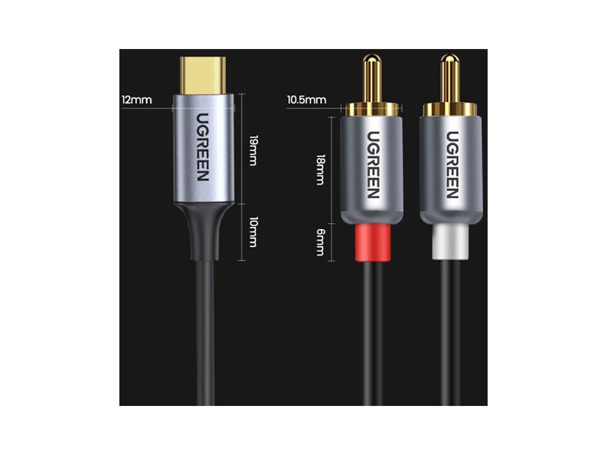 UGREEN Audio Cabel with Chip 1.5m 20193 BB USB-C Male to 2xRCA Male BB (6957303821938)