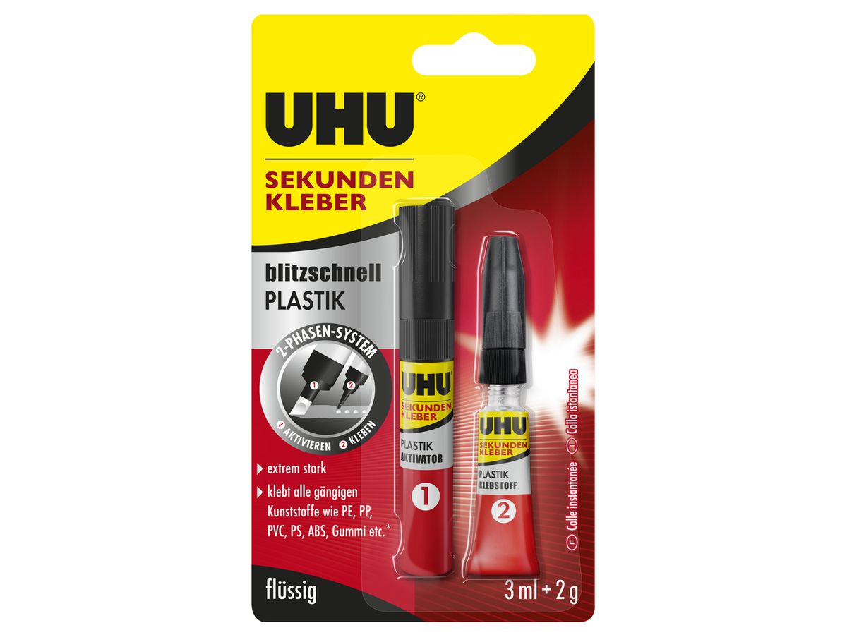 UHU Supercolla PLASTICA 46140 veloce, fluida 2g+3ml (4026700461404)