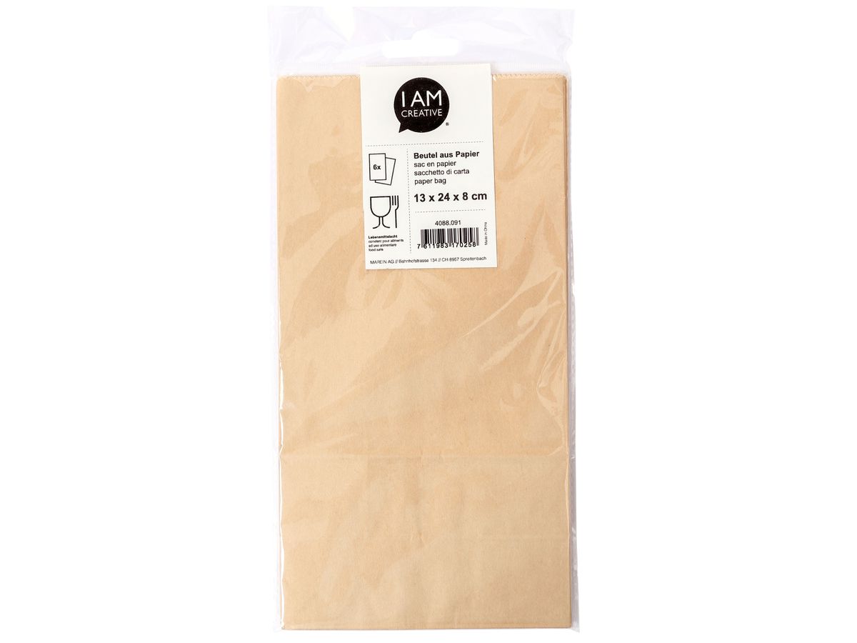 I AM CREATIVE Papierbeutel 4088.091 13x24x8cm, 6 Stück (7611983170258)