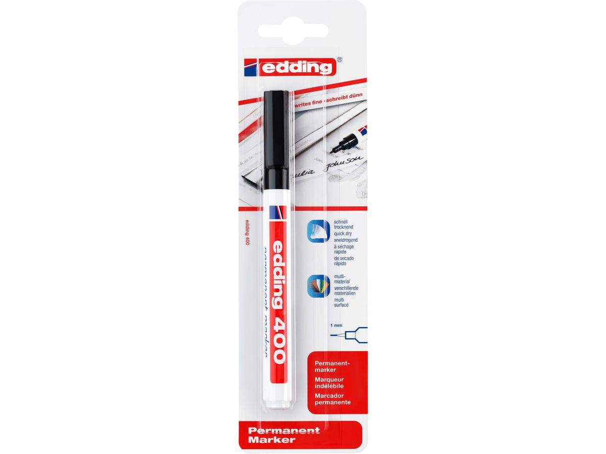 EDDING Permanent Marker 400 1mm 400BLI-1 nero Blister (4004764060184)