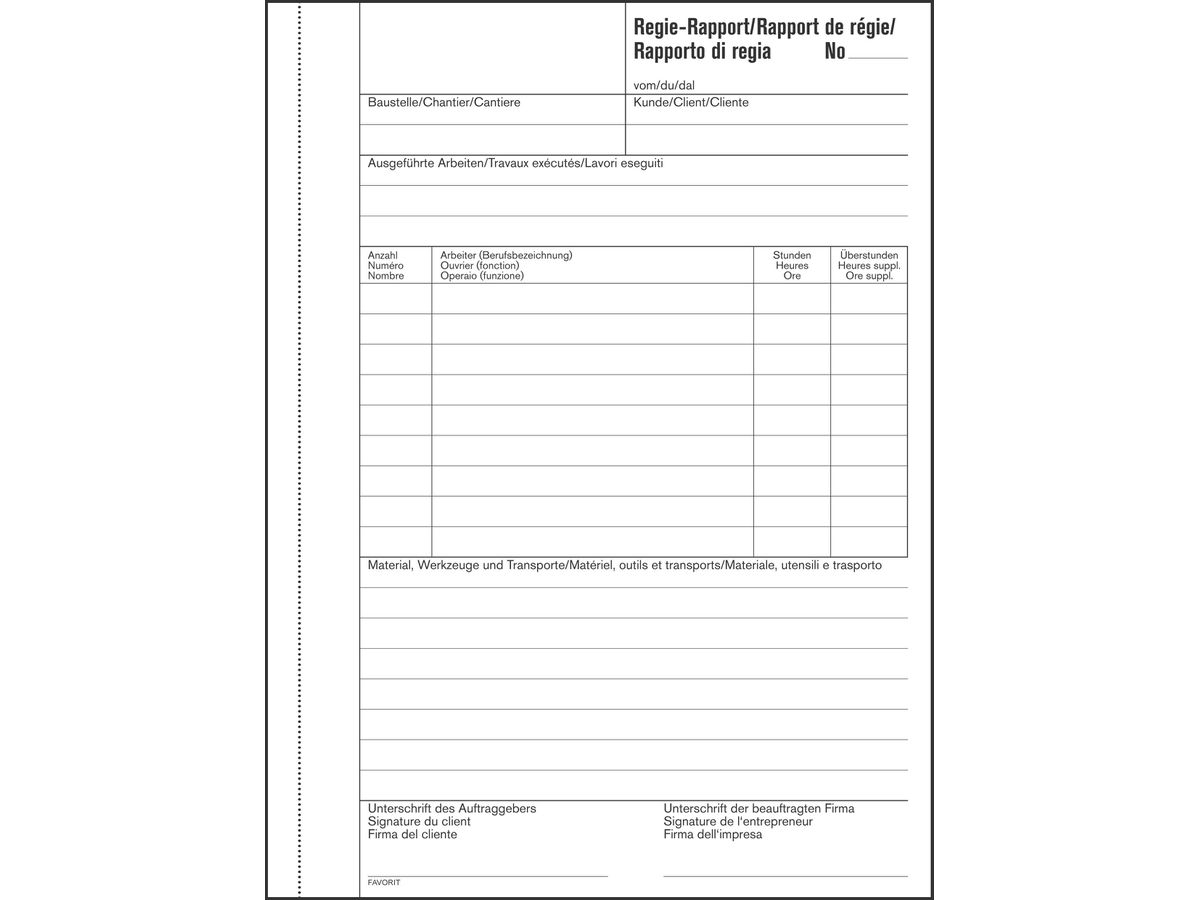 FAVORIT Regierapport D/F/I A5 8181 OK weiss 50x2 Blatt (7612149044055)