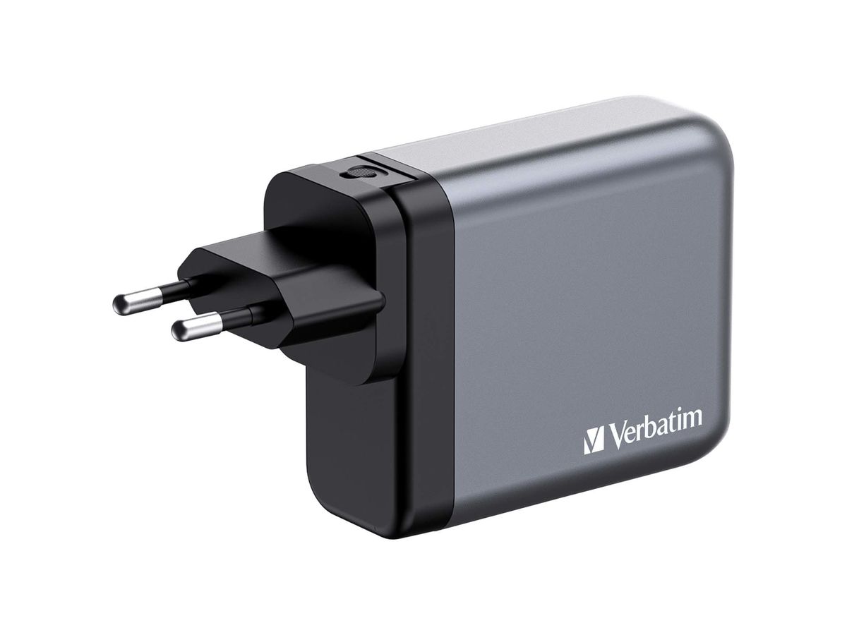 VERBATIM Charger 140W GaN grey 32203 3xUSB-C 1xUSB-A +Adapter UK/US (0023942322030)