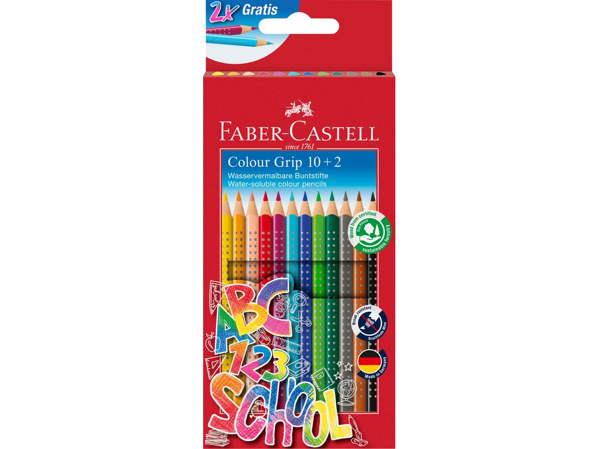 FABER-CASTELL Matite colorate Color Grip 201585 Back to school Promoetui 10+2 (4005402015856)