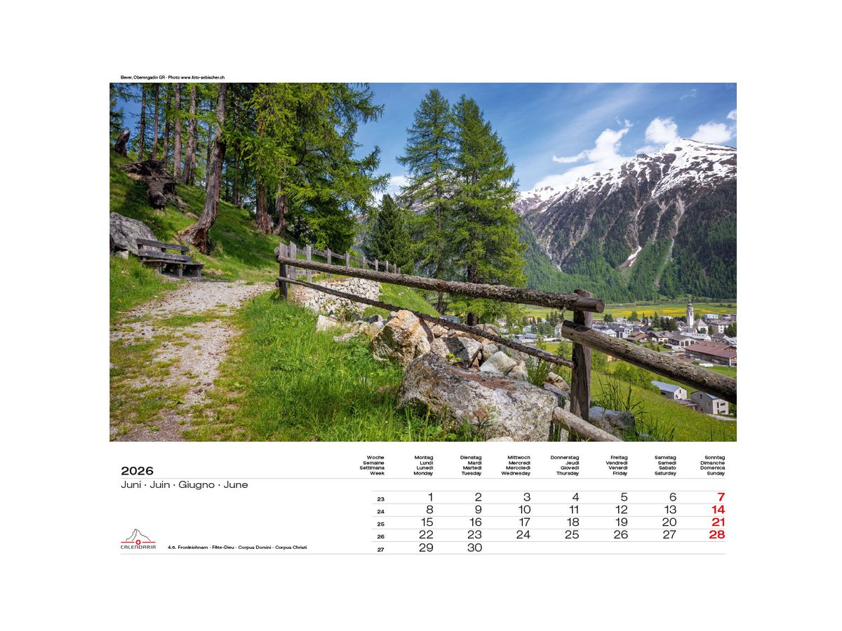 CALENDARIA Bildkalender 2026 9783036205090 Swiss Places ML 40x31cm (9783036205090)