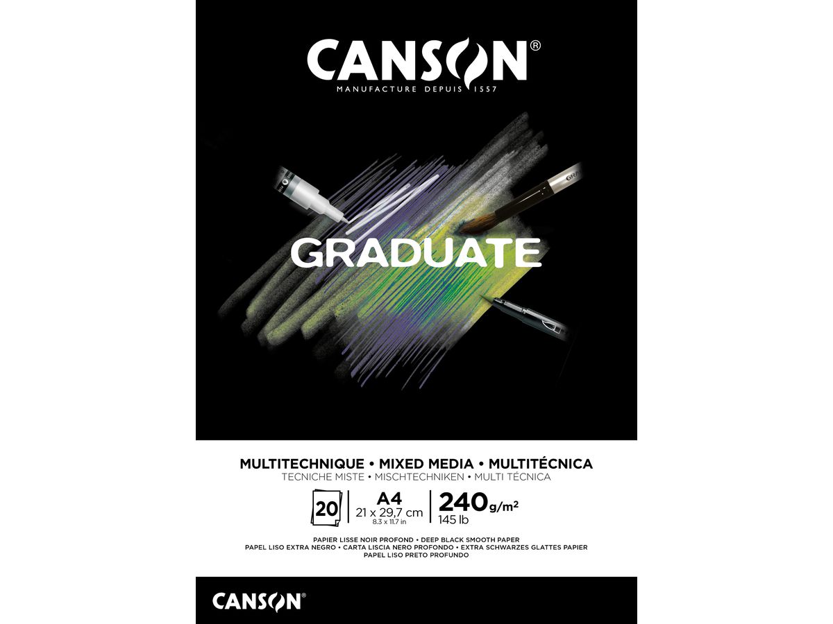 CANSON Graduate Mixed Media A4 31250P017 20 fogl., nero, 240g (3148950060433)