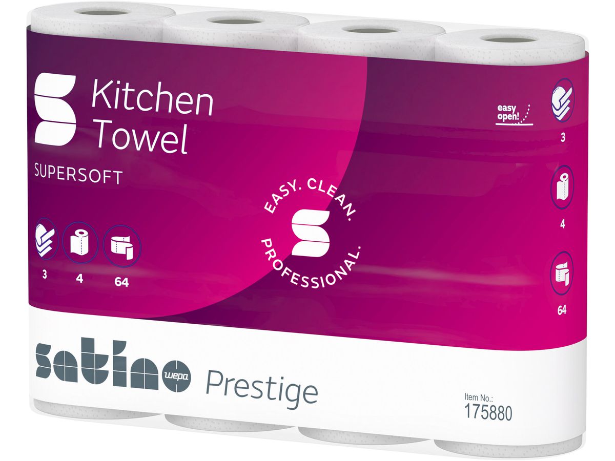 SATINO Haushaltspapier Satino 26x22cm 627885 3-lagig, 4 Rollen / 51 Blatt (4000735356508)