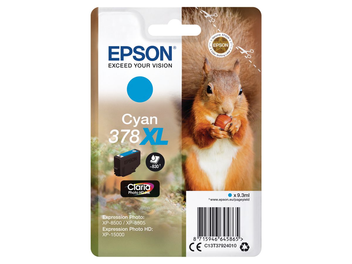 EPSON Cart. d'inchiostro 378XL cyan T379240 XP-8500/8505/15000 830 pagine (8715946645865)