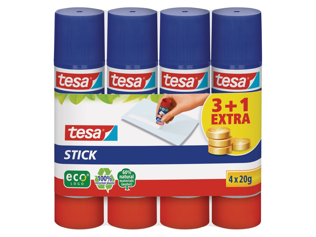 TESA Stick ecoLogo 4x20g 570880020 grün, 4 Stück (4042448167866)