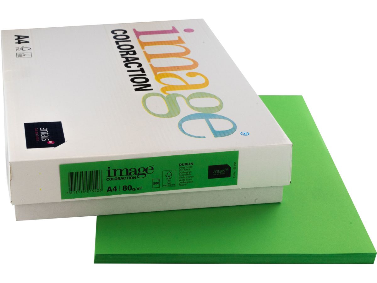 IMAGE COLORACTION Copying Paper Dublin A4 385079 80g, verde scuro 500 fogli (7611115015426)