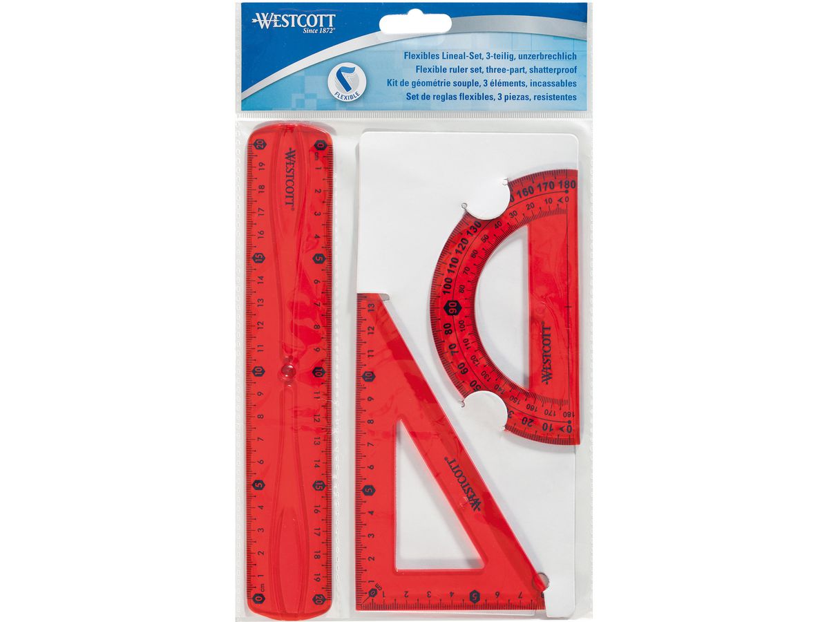 WESTCOTT Set équerre Flexi E-10301 00 bleu/rouge/vert 3 pcs. (4027521515383)