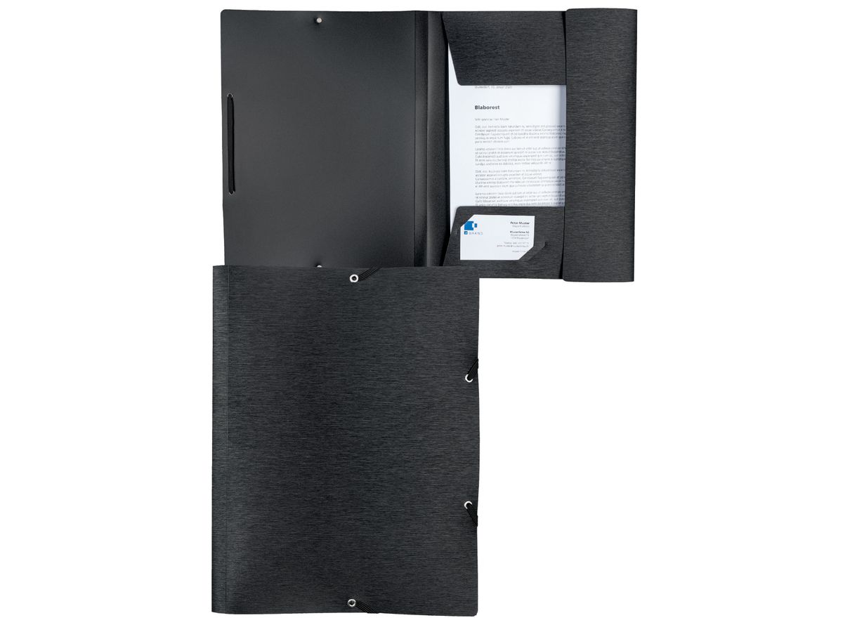 KOLMA Pochette à élast.LineaVerde A4 11.077.06 noir, PP, Sand, recycling (7611967113585)