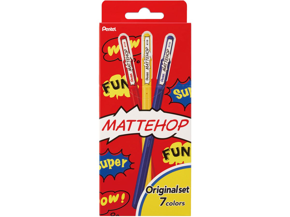 PENTEL Rollerball Mattehop 0.5mm K110-V7STAX Original Set 7 pezzi (0884851108760)