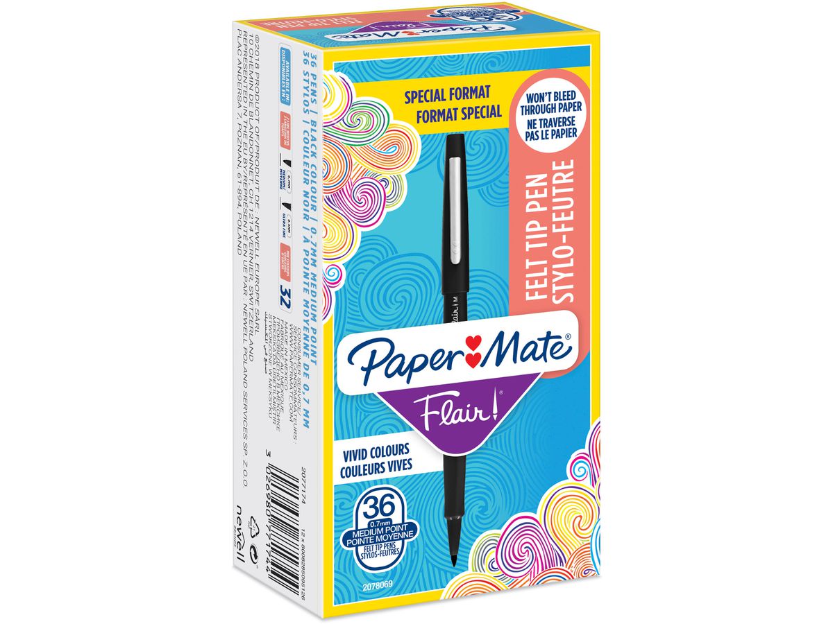 PAPERMATE Faserschreiber 0.7mm 2077174 Flair schwarz 36 Stück (3026980771744)