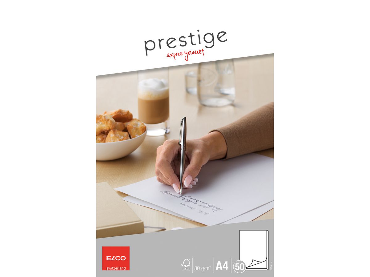 ELCO Bloc notes Prestige A4 73711.14 en blanc, 80g 50 feuilles (7610425152500)