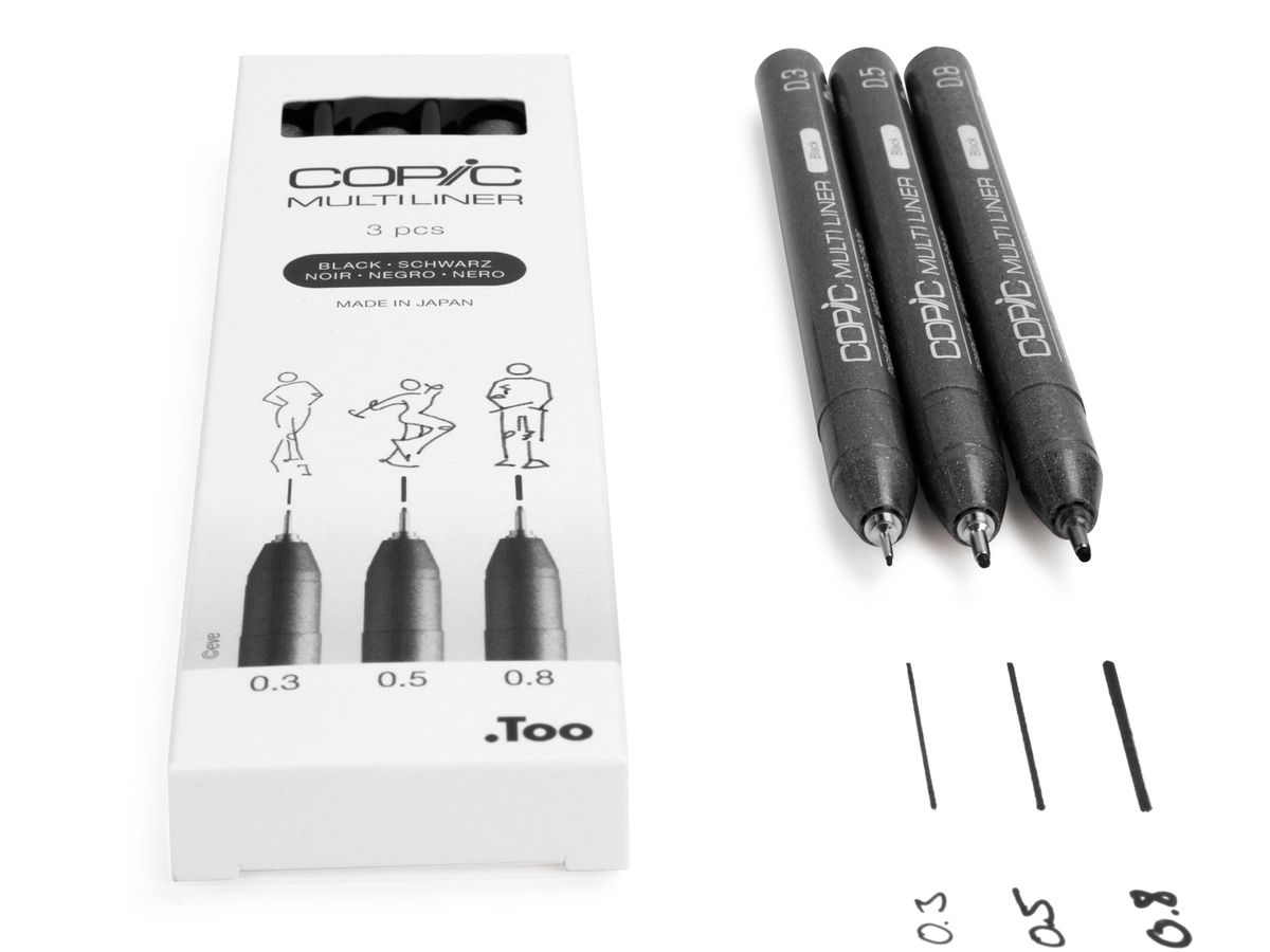 COPIC Multiliner 22075631 nero 3 pezzi (4013695266046)