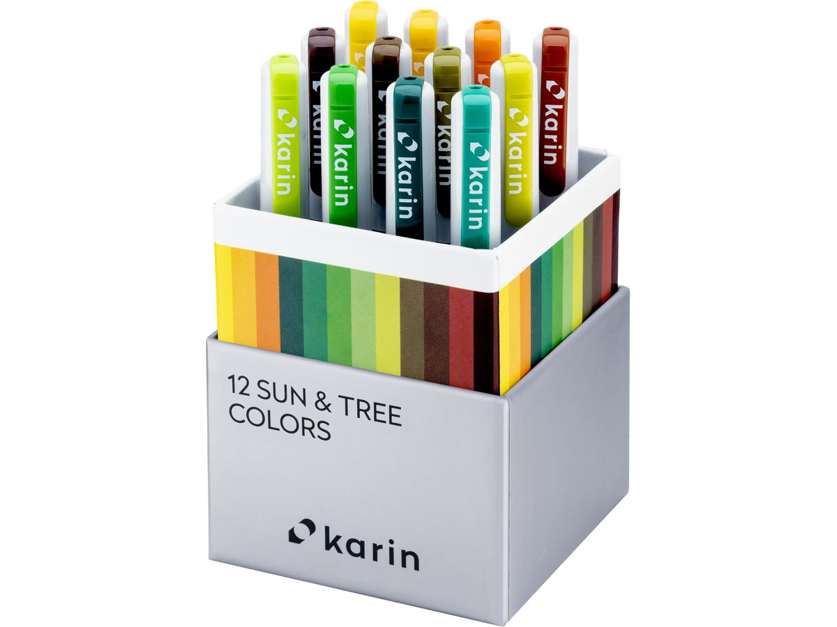 KARIN Real Brush Pen Pro 0.4mm 31C3 Sun and tree Colours 12 pièces (5904446031381)