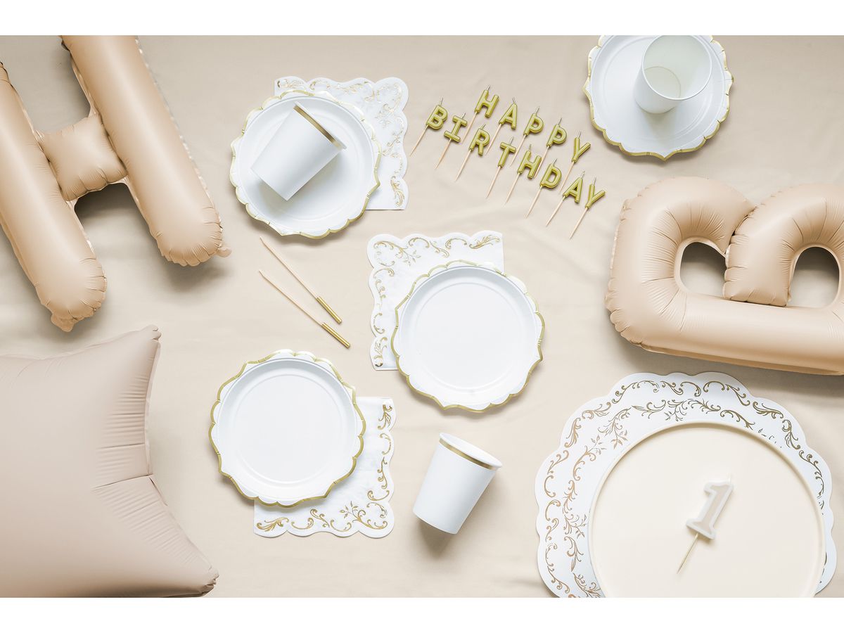 PARTYDECO Tischsets 35.5cm PPT11-008 weiss/gold 6 Stück (5904555081550)