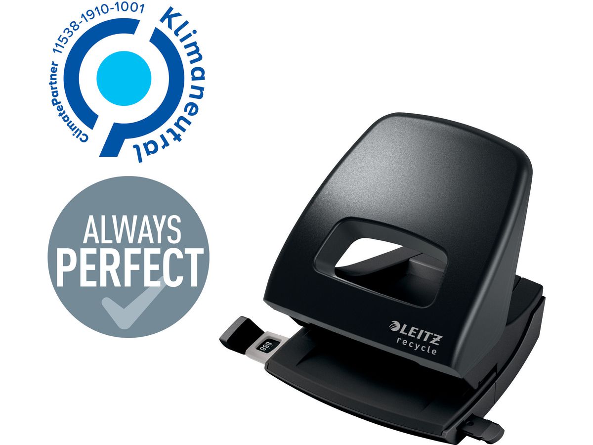 LEITZ Locher NeXXt Recycle 5003-00-95 schwarz, CO2 neutral 30 Blatt (4002432127047)