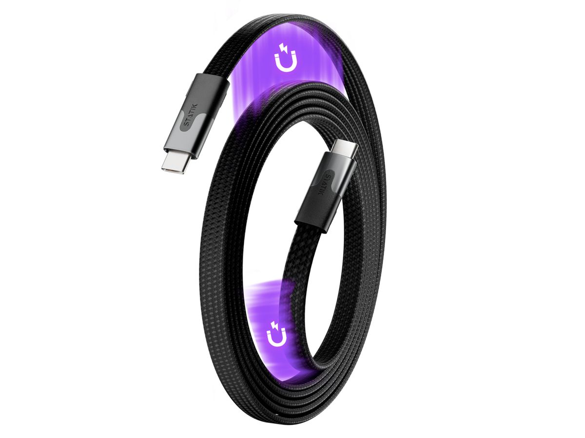 STATIK MagStack Slim Pro Cable PUP-0495-3FT-CC-BLK USB-C to C, 1M, 100W Black (0810024057757)