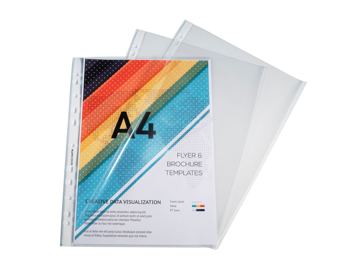 EXACOMPTA Zeigetaschen PP 60my A4 5800E transparent genarbt 100 Stück (3130630058007)