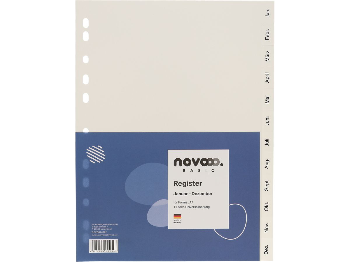 NOVOOO Register PP A4 41002 weiss Jan-Déc FR (9010729032610)
