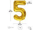 I AM CREATIVE Folienballon Zahl 5 85cm 1000-1050 gold (7611983246762)
