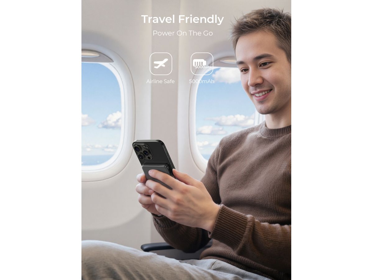 AUKEY MagFusion Slim 5000mAh PB-MS07A BG Powerbank Qi2 Wireless,Black (0689323791873)