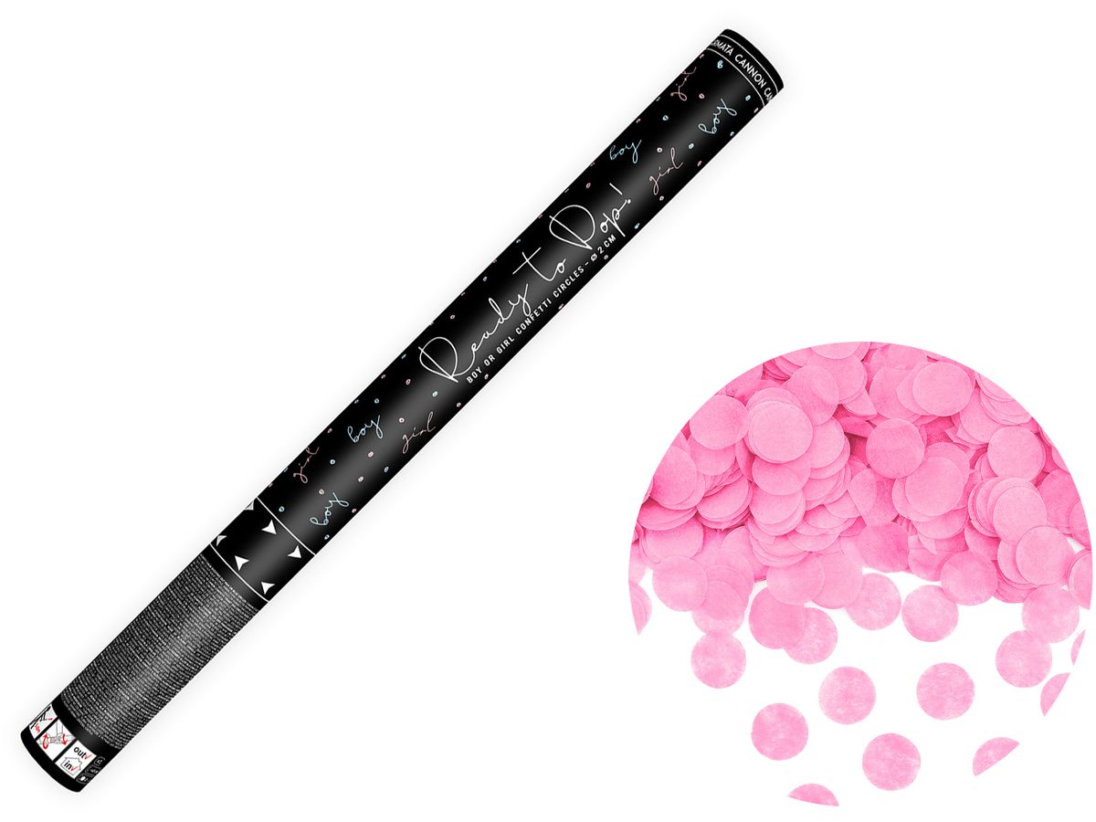 PARTYDECO Cannone sparacoriandoli 60cm TUKR60-081 Ready to pop rosa (5900779101579)