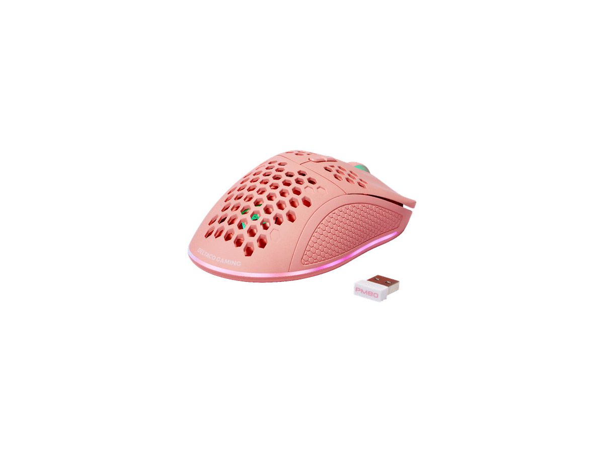 DELTACO Lightweight Gaming Mouse,RGB GAM-120-P Wireless, Pink, PM80 (7333048057235)
