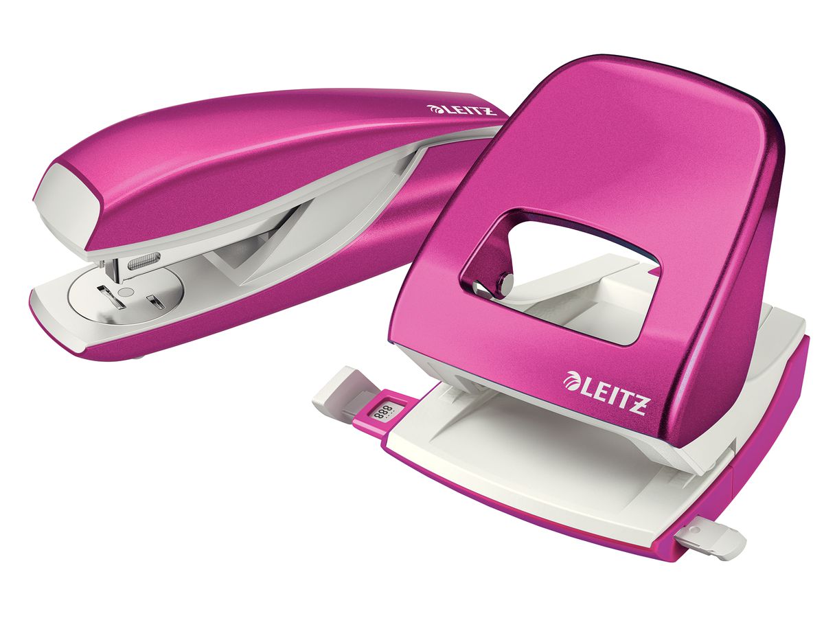 LEITZ Bucatrice/Cucitrice WOW 5095 5095-10-23 pink, Bundle 30 fogli (4002432396283)