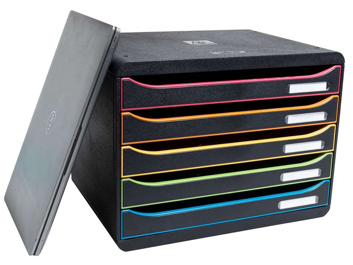 EXACOMPTA Cassettiera Big-Box Plus 308914D nero/arlecchino, 5 cassetti (9002493430136)
