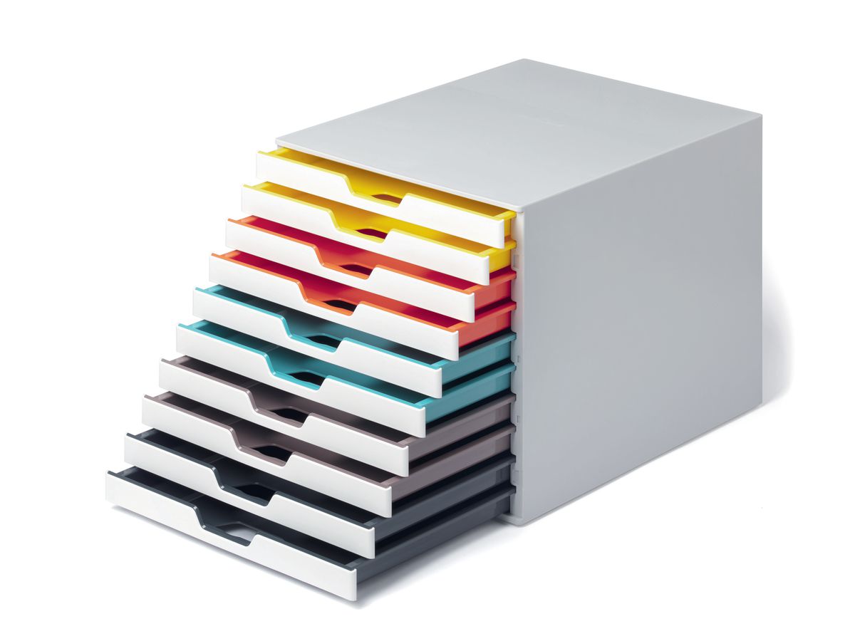 DURABLE Schubladenbox Varicolor 10 763027 weiss/bunt 10 Fächer (4005546993270)