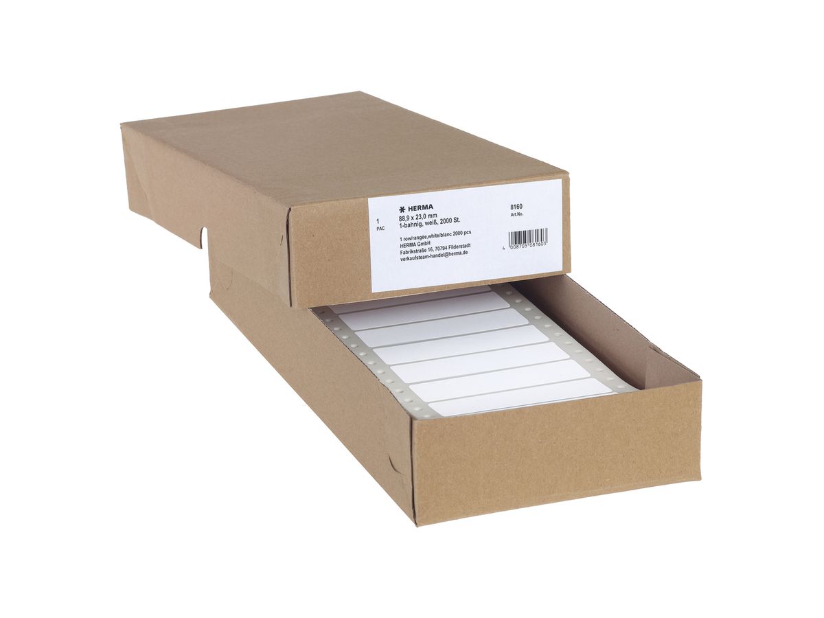HERMA Etichette 88,90×23mm 8160 bianco, continua 2000 pezzi (4008705081603)