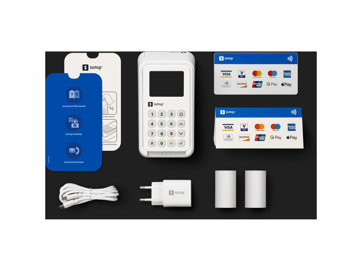 SUMUP 3G Kartenterminal SUM-900605801 und Bondrucker (4260325421898)