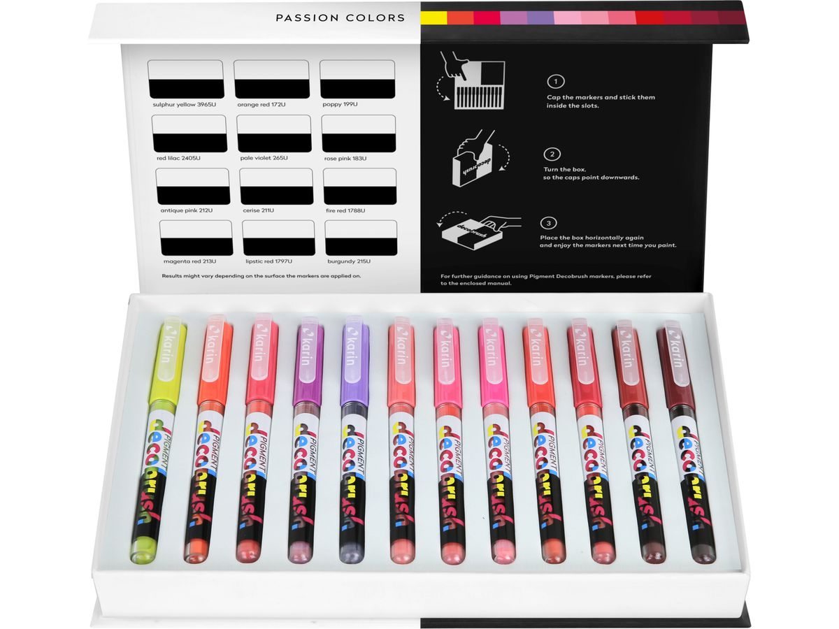 KARIN Pigment Deco Brush 29C6 Passion Colors Set 12 Farben (5904446026837)