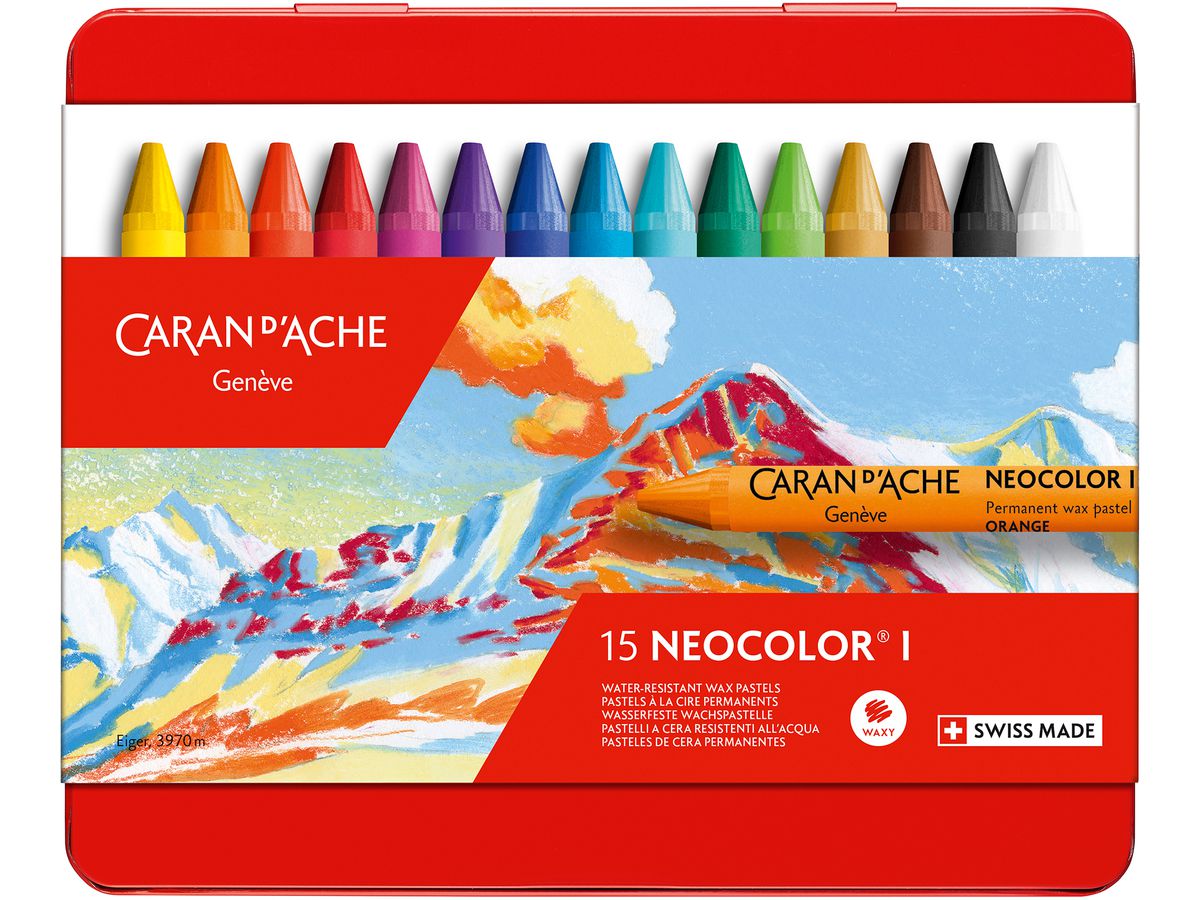CARAN D'ACHE Wachsmalkreide Neocolor 1 7000.315 15 Farben Metallbox (7610186223150)