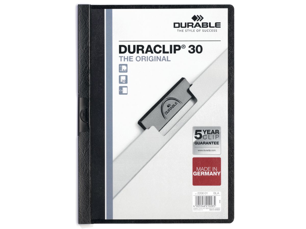 DURABLE Klemmhefter DURACLIP 30 220001 für 30 Blatt A4 schwarz (4005546210285)