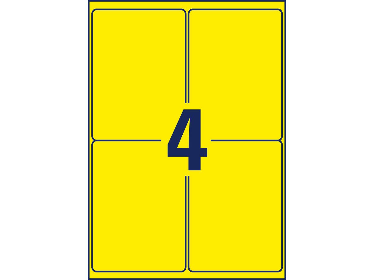 AVERY ZWECKFORM Typenschild Labels 99,1x139mm L612720 gelb 80 Stück/20 Blatt (4004182048368)