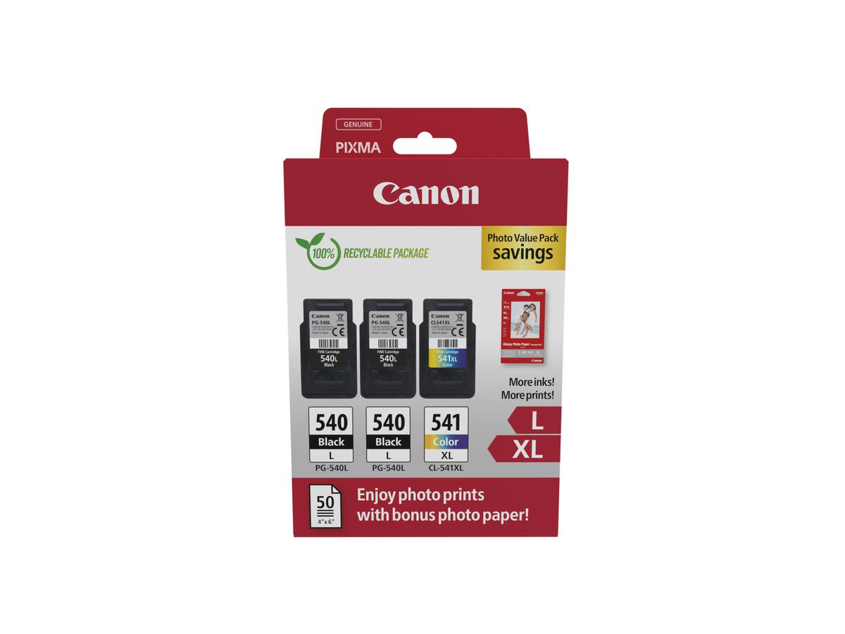 CANON Photo Value Pack L+XL BKCMY PGCL540/1 Pixma MG2150 2xLBK & 1xCMYXL (8714574679693)
