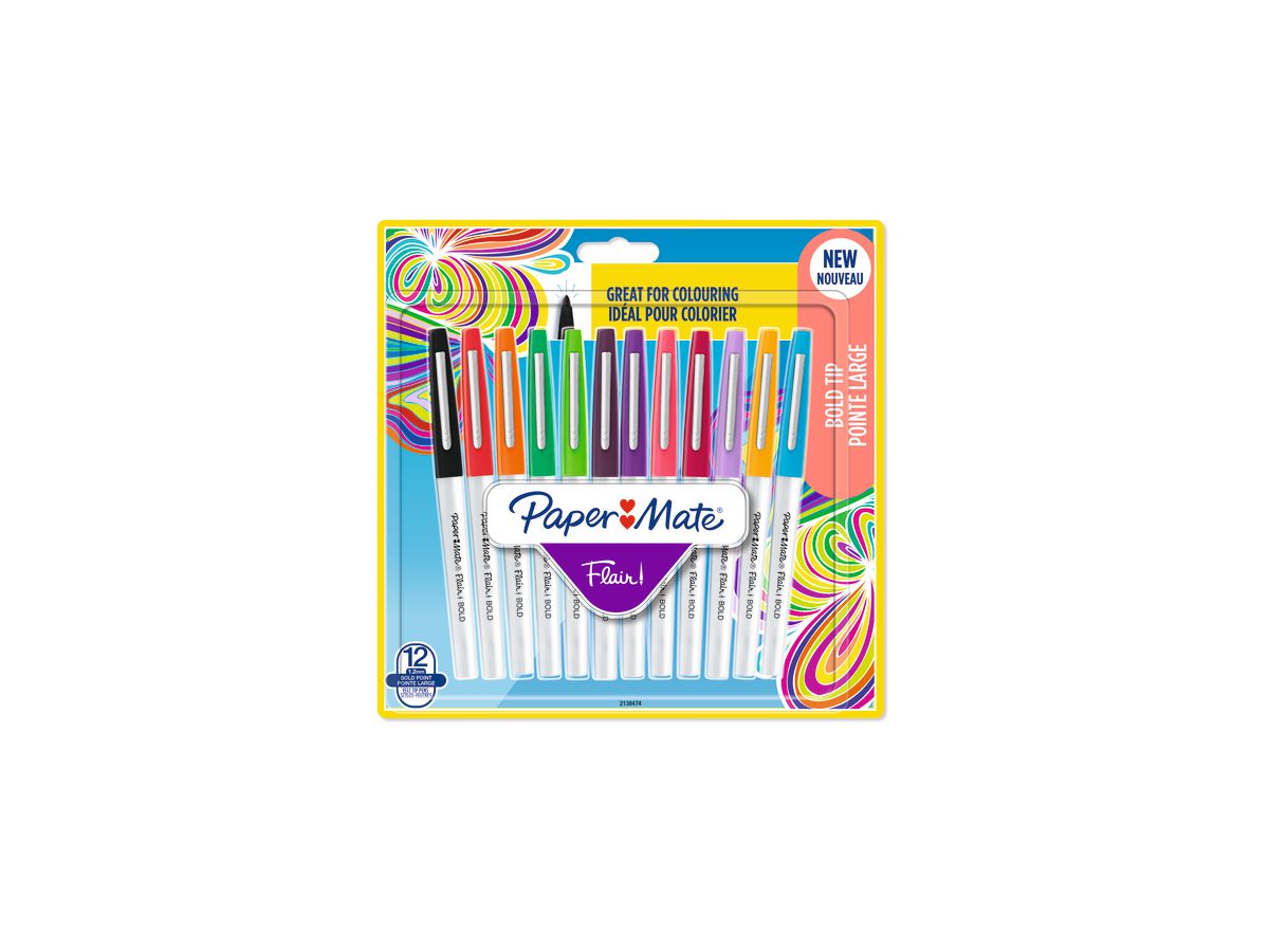 PAPERMATE Faserschreiber Flair 1.2mm 2138474 Bold, ass. 12 Stück (3026981384745)
