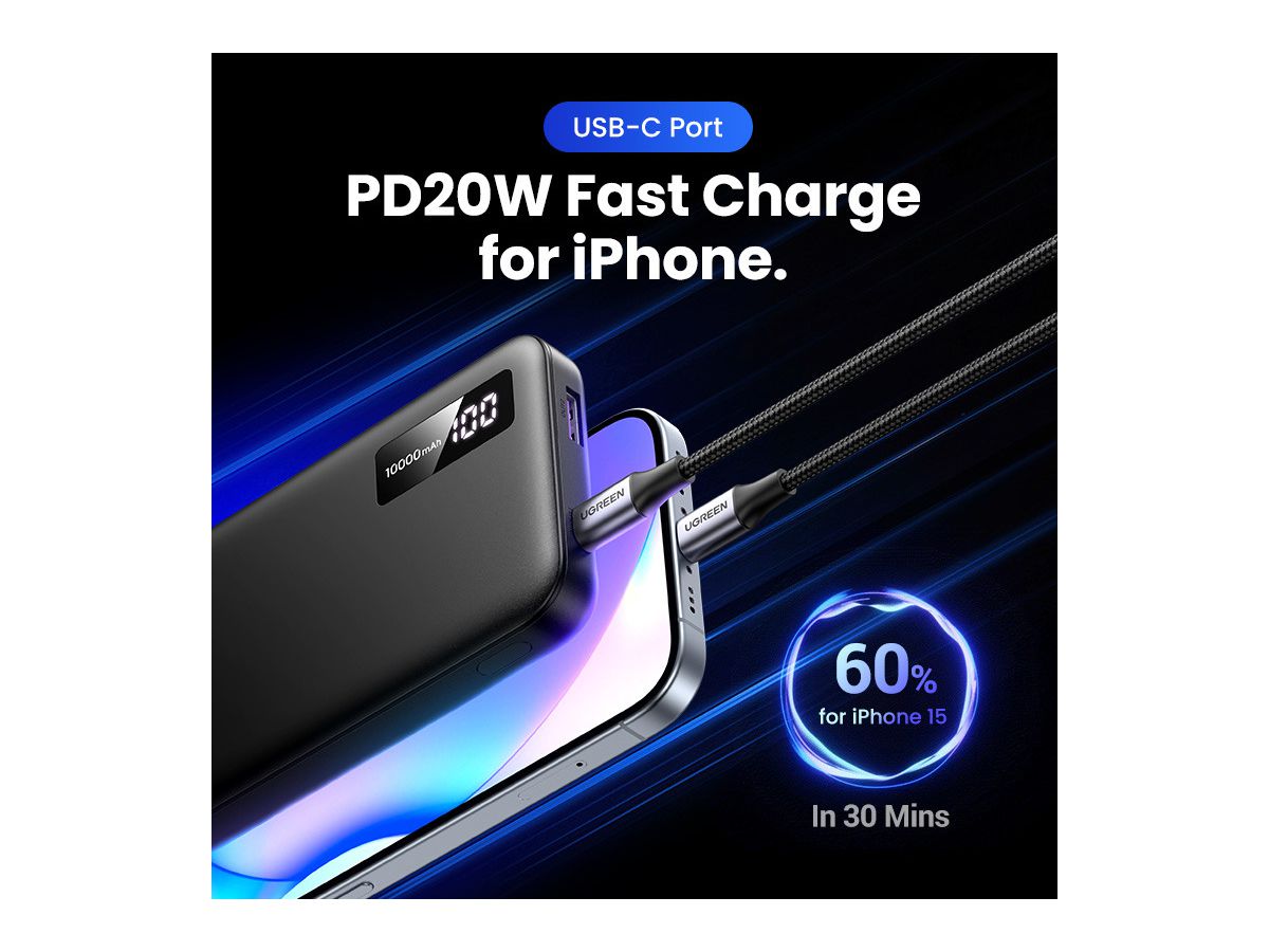 UGREEN Power Bank 10000mAh 25742 20W, Two-way Fast Charging (6941876227426)