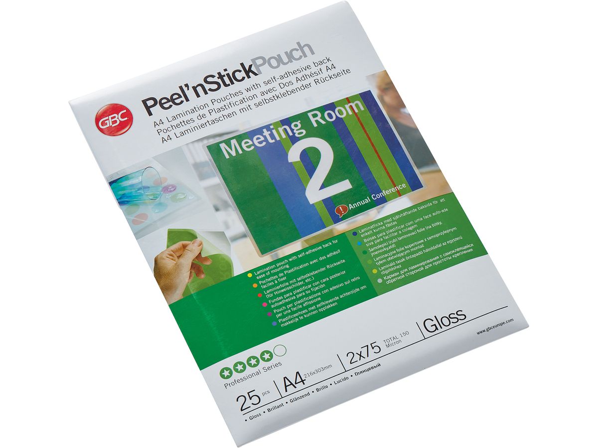 GBC Laminiertasche A4 3747527 glanz, 75my, selbstkl. 25 Stk (0033816055360)