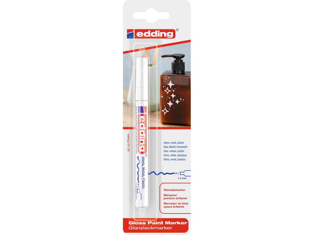 EDDING Paintmarker 751 CREA 1-2mm 751BLI-49 CREA blanc Blister (4004764801534)