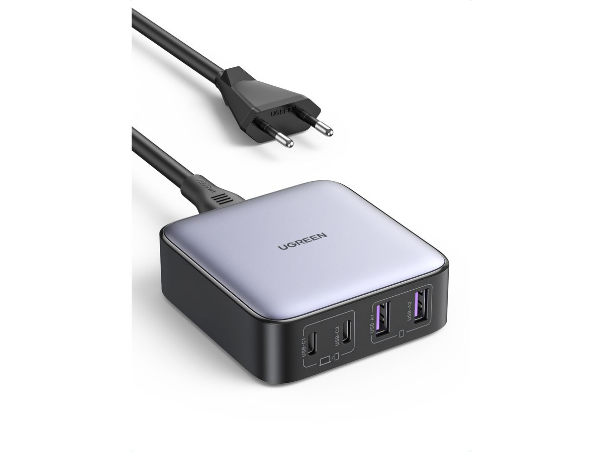 UGREEN USB Desktopcharger Nexode 90747 65W,2xUSB-A+USB-C, Black (6957303897476)